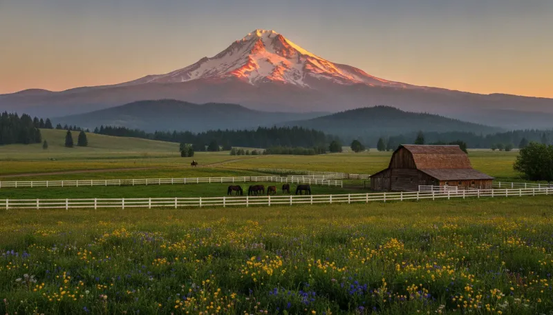 Oregon horse country. Backdrop for the Equestrian Hubs Oregon stable directory