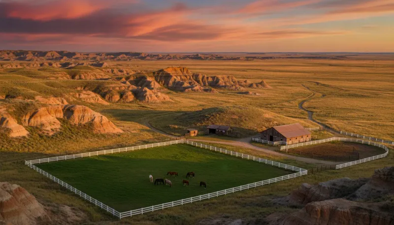 South Dakota horse country. Backdrop for the Equestrian Hubs South Dakota stable directory