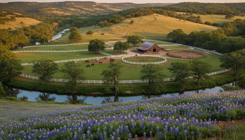Texas horse country. Backdrop for the Equestrian Hubs Texas stable directory