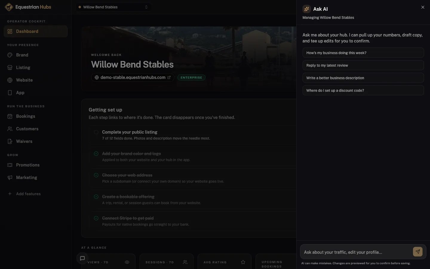 Equestrian Hubs cockpit: AI assistant