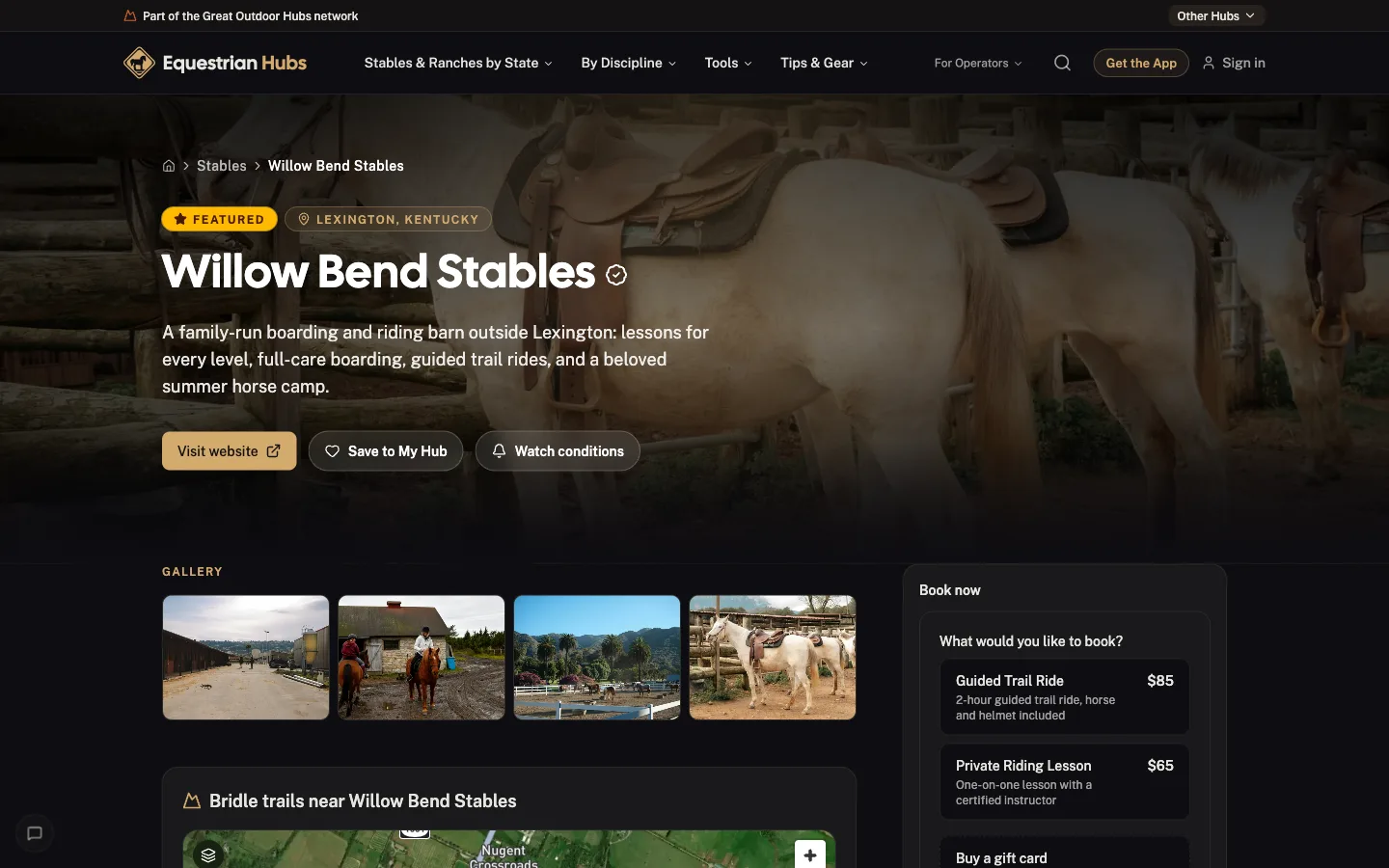 Bookings & payments as a customer sees it on Equestrian Hubs